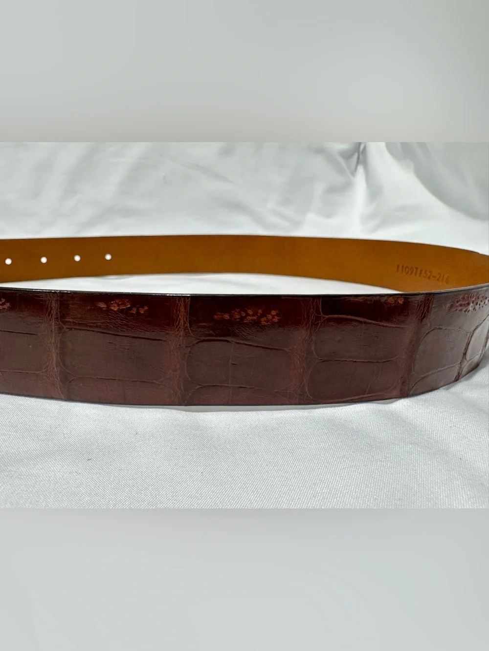 Trafalgar Brown Croc-Embossed Leather Belt with Silver Buckle